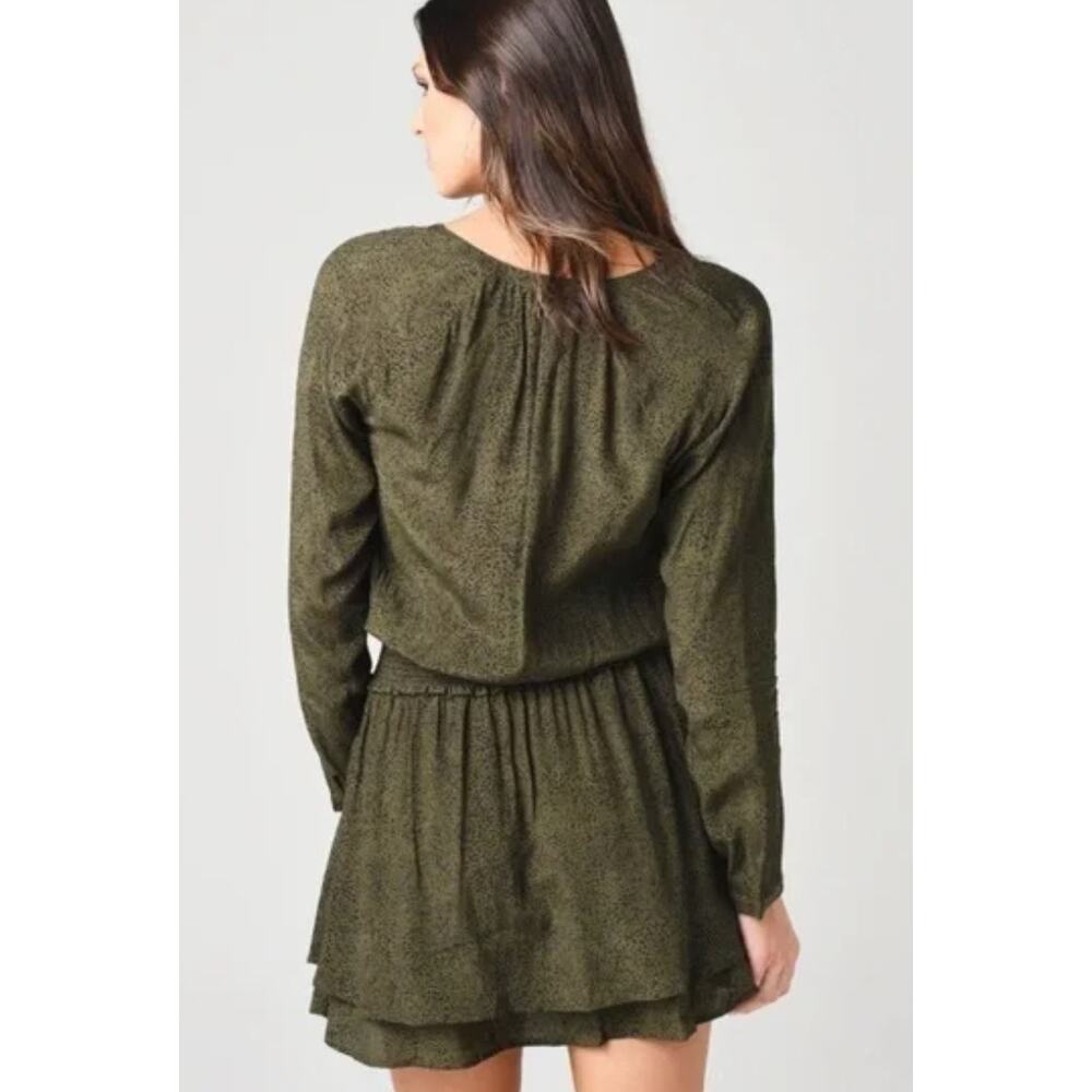 Rails Jasmine Speckled Long Sleeve Mini Dress Green Black Medium Small - Picture 3 of 12
